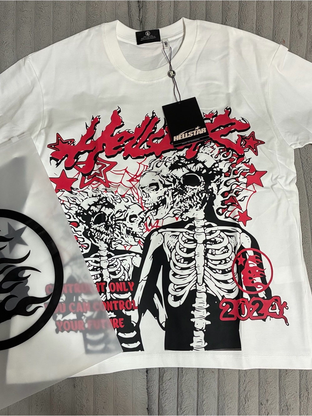 White & Red Skeleton Graphic Tee - Mens